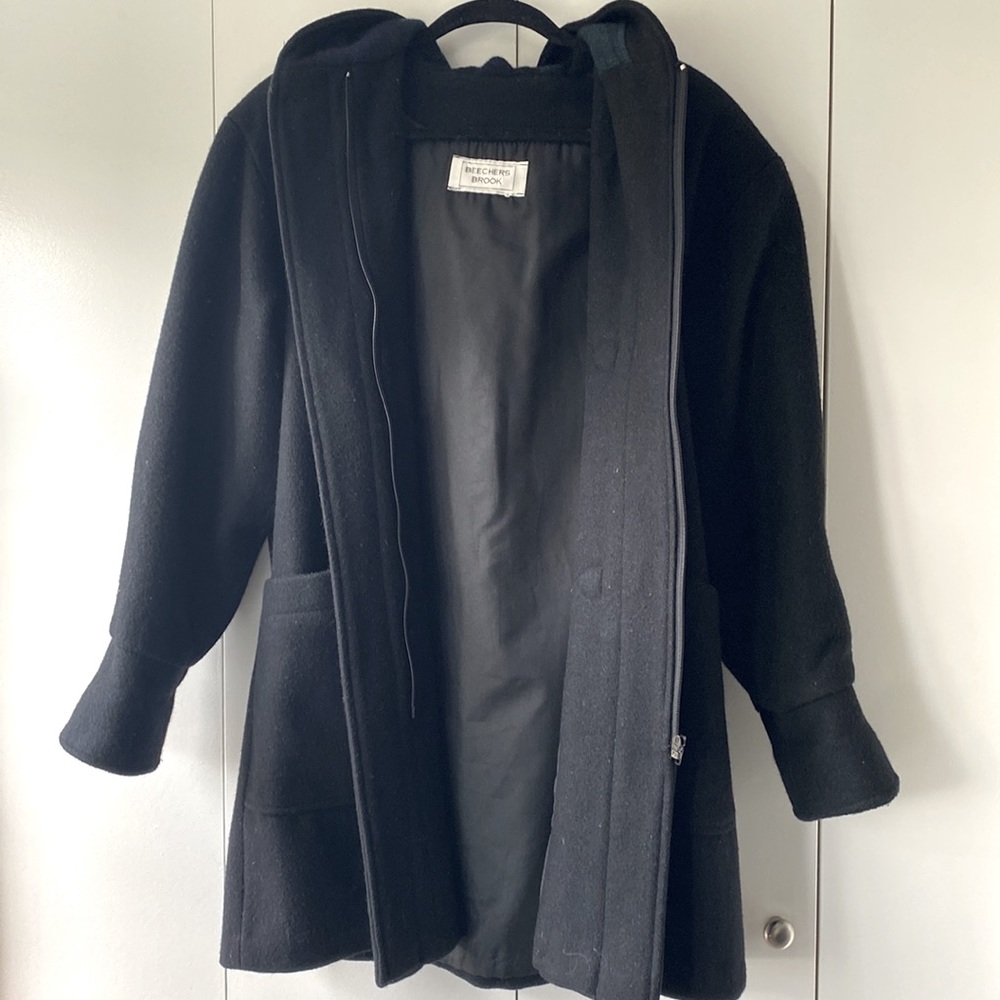 Vintage Thick Hooded Winter Pea Coat - Picture 5 of 7